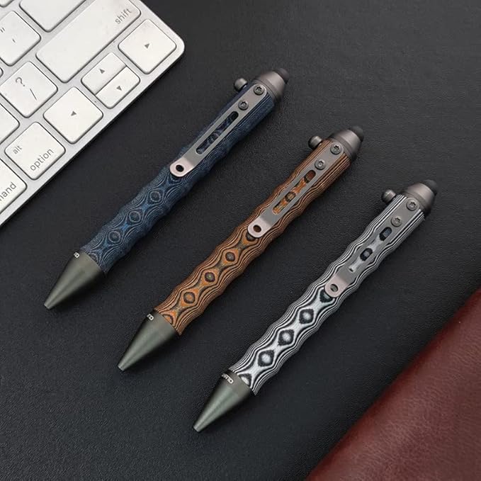 Cool Hand 4.5'' Bolt Action Pens, EDC Ballpoint Ink Refillable, Stylus for Touch Screen, Ergonomic Grip, Hold in Texture with Finger Grooves