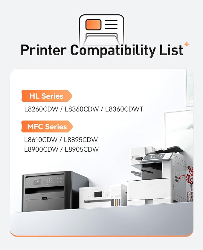 TN433 Toner Cartridge 4-Pack Compatible Replacement for Brother TN-433 TN431 TN436 MFC-L8900CDW MFC-L8690CDW HL-L8360CDW HL-L8260CDW MFC-L8610CDW MFC-L8905CDW MFC-L9570CDW HL-L8360CDWT Printer Set Ink