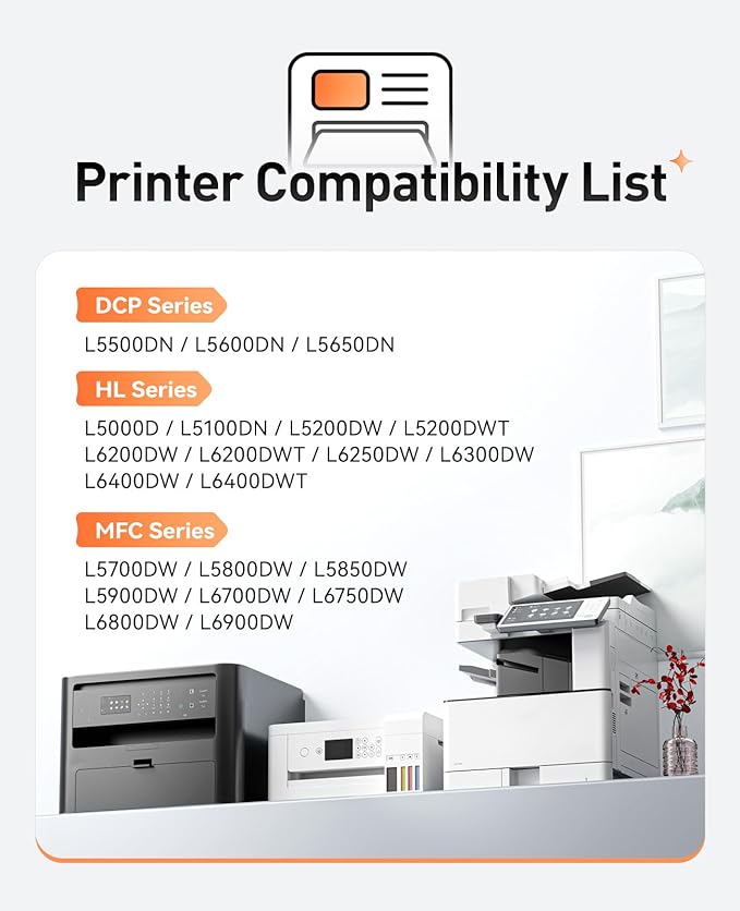 TN820 Toner Cartridge High Yield Black 2-Pack Compatible with Brother TN-820 TN850 TN820 TN890 HL-L6200DW L6200DWT L5100DN L5200DW L6400DW MFC-L5800DW L5700DW L6700DW L6800DW DCP-L5600DN Printer Ink