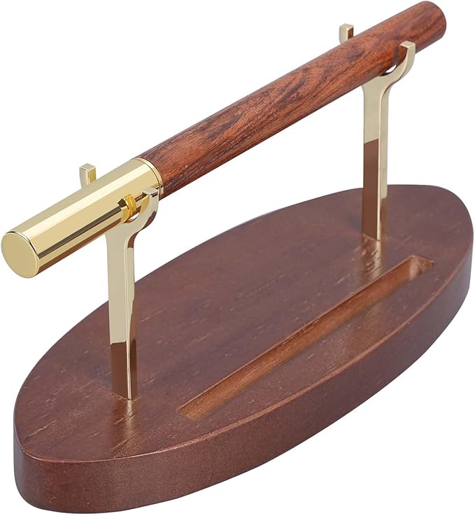 Pen Holder Desk Organizers and Accessories Desk Decor ,Exquisite Wooden Pen Holder ,with a Cool Pen and Two Refills for Office and Home (Style B)