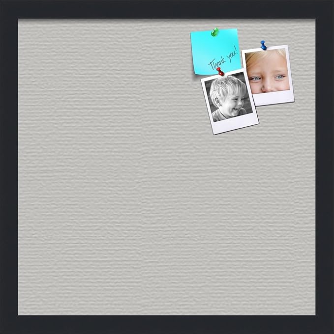 PinPix 16x16 Inch Cork Bulletin Board. This Decorative Framed Pin Board Comes with Light Stone Design and a Satin Black Frame. Ideal for Home Office Decor or Message Board (PinPix-1809)