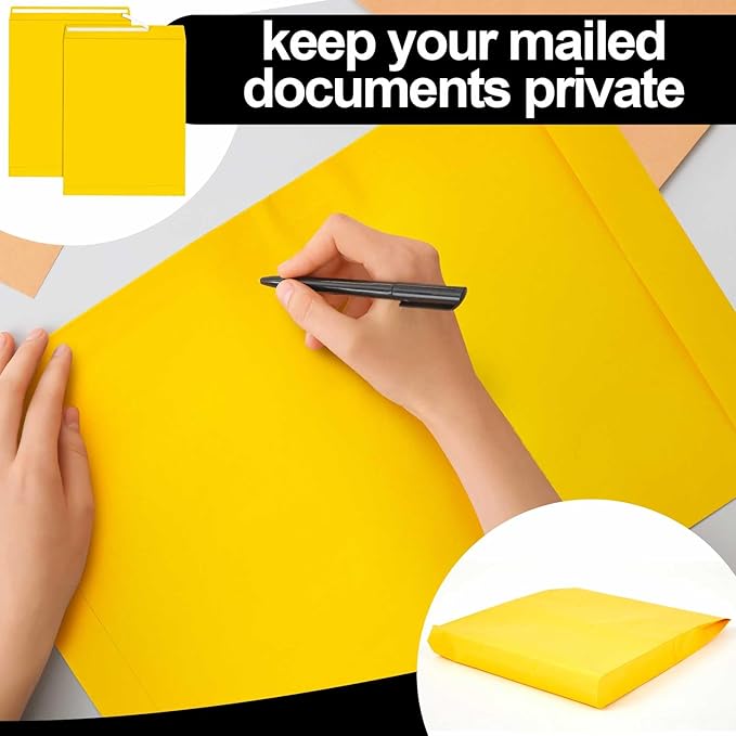 40 Pcs 14 x 18 x 2 Inch Large Expandable Catalog Envelopes Manilla Kraft Peel and Seal Envelopes Light Large Mailing for Office Home Documents Magazines Photos Storage Organizing