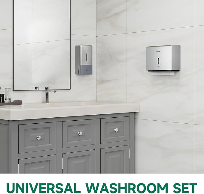 Wall-Mounted Paper Towel Dispenser – Fits Tri-Fold Towels up to 10x3.1 Inches, Holds 200 Sheets, Ideal for Home & Commercial Use (Silver)