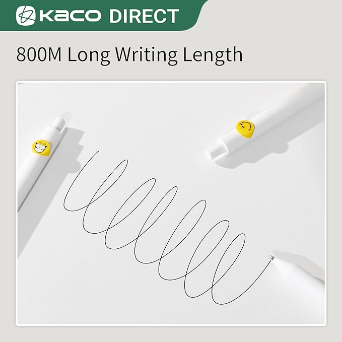 Kaco Cute Gel Pens, 10 Pieces Set Black Ink 0.5 mm Fine Point, Retractable Quick Drying Aesthetic Cute Pens (10 Style Set)