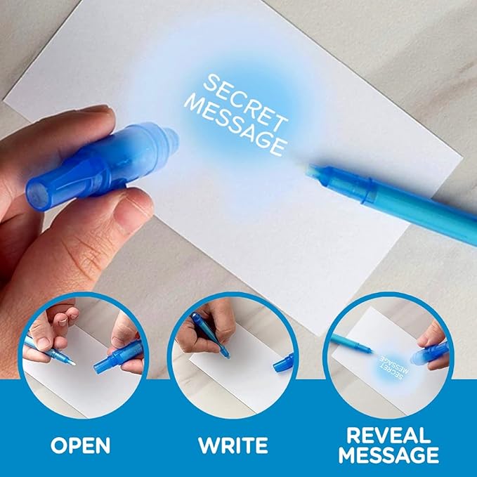 Personalized Invisible Disappearing Ink Pen Marker Pack, Custom Secret Spy Message Writer with UV Light, Fun for Kids Party Favors Gifts and Stock Stuffers,12 Pack, Green