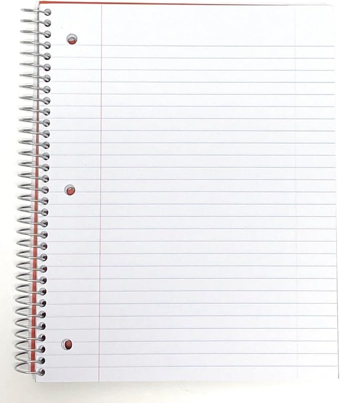 Mintra Office Durable Spiral Notebooks, 1 Subject, (Green, White, Orange, Wide Ruled 3pk)