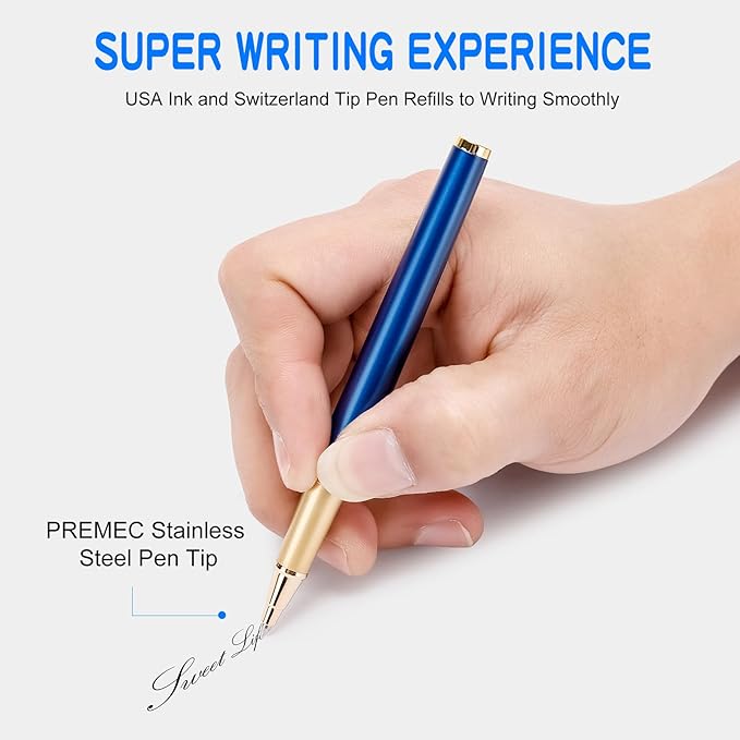 Nice Rollerball Pens with Real 24K Finish- Fancy Roller Ball Point Pens for Writing Journaling Note Taking Signature, Luxury Pen for Men Women Writers Christmas Graduation Gifts