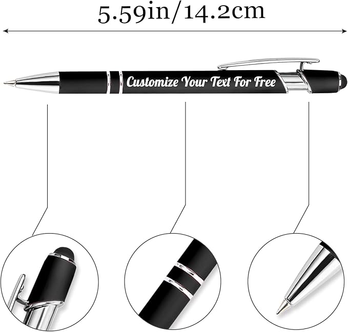 Max 500 Pcs Personalized Pens Bulk, Custom Pens with Free Engraving, Customized Stylus Tip Ballpoint Pen with Your Name Massage Text for School Office Business Graduation Anniversaries-250 Packs