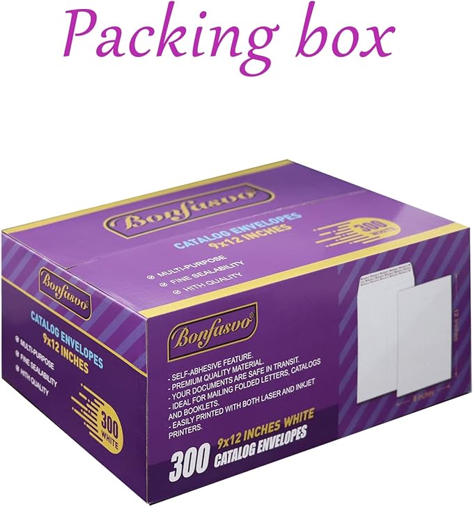 300 Pack 9x12 White Catalog Envelopes Peel & Seal Security Mailing Envelopes 120GSM Kraft Paper self Seal Envelopes for Invitations Papers Photos Documents Pictures Papers Files