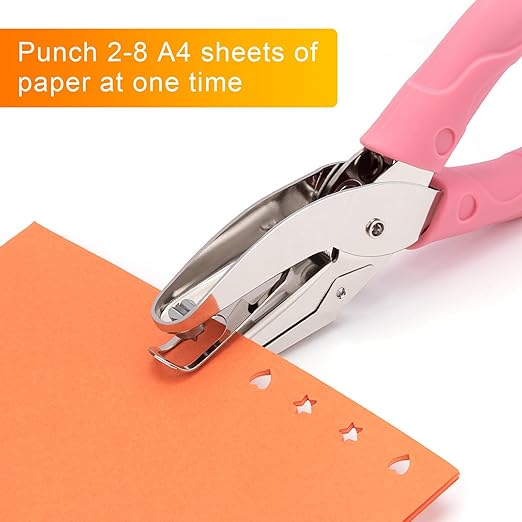 4 Pack Handheld Hole Paper Punch Kit,Single Hole Punch, Heart and Star Hole Punch, Rubber Handled