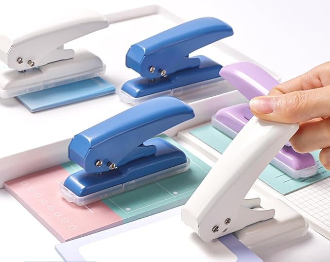 Single Hole Punch, 40 Sheets Punch Capacity Hole Puncher Heavy Duty Hole Puncher Single Small Hole Punch One Hole Puncher for Crafts Paper Cards Tags Scrapbook-1/4 inch Hole, Purple