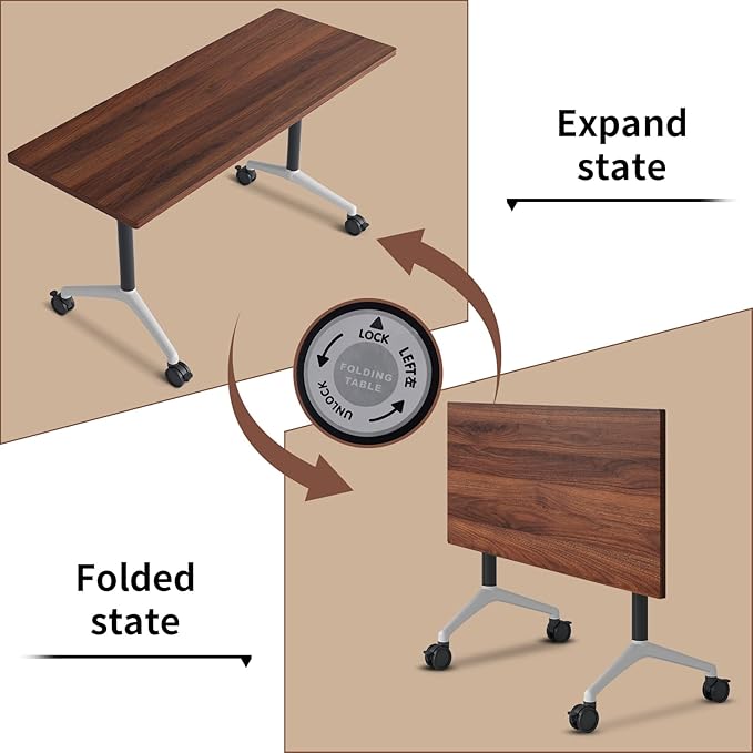 Conference Room Table with Flip-Top Design for Dynamic Meetings, Business Table Computer Desk with Heavy-Duty Frame,Foldable Seminar Meeting Tables for Home Office (4, A, 70.8IN)