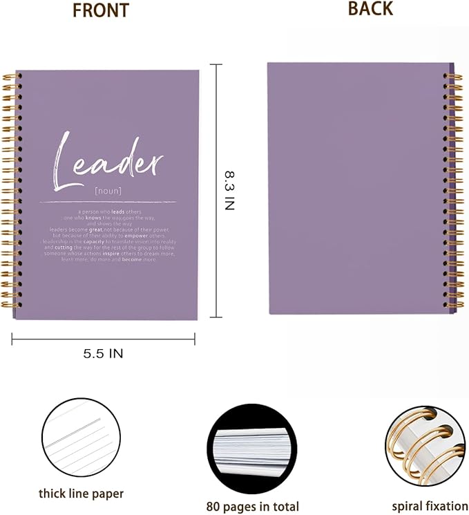 OXW Purple Meeting Notebooks for Work, Leadership Gifts Office Work Notebook Journal for Writing Note Taking, Thank You Gifts for Women Men Leader Boss Mentor Manager Principal, 5.5"x8.3"
