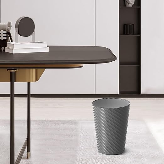 Bathroom Trash Can, 3 Pack 1.8 Gallons Small Trash Can with Trash Bags, Bathroom Garbage Can, Plastic Trash Bin, Round Waste Basket for Bath,Bedroom, Office, Kitchen, Room, Compact Space (Grey)