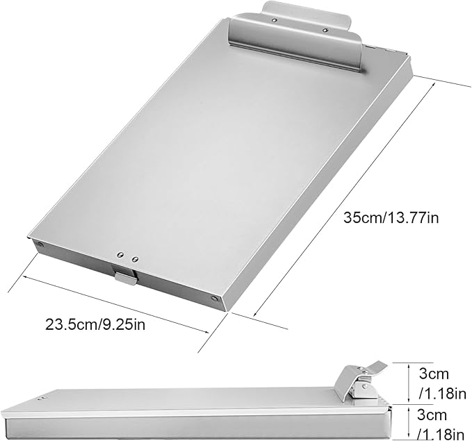 ZCZN Aluminum Clipboard with Storage, 4 Pack Recycled Metal Clipboard Box, Form Holder, Suitable for School, Office, Jobsite or Medical Staff, 9.25 x 13.78 Inches, Silver