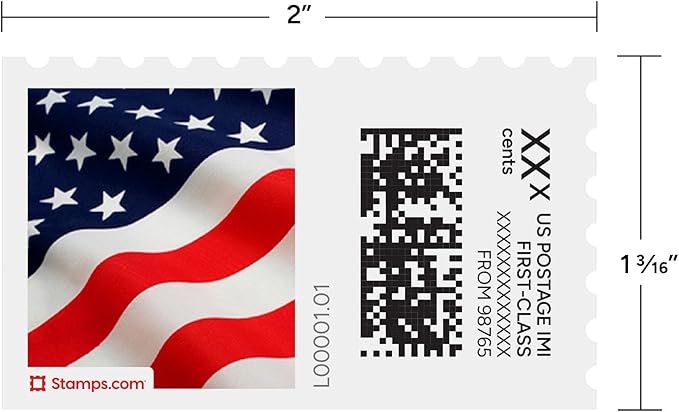 Stars & Stripes NetStamps 1200-Pack (50 Sheets) Printable Postage Labels (Stamps.com Subscription Required) - Print Approved Postage - Inkjet & Laser Printers - Business, Personal, Home