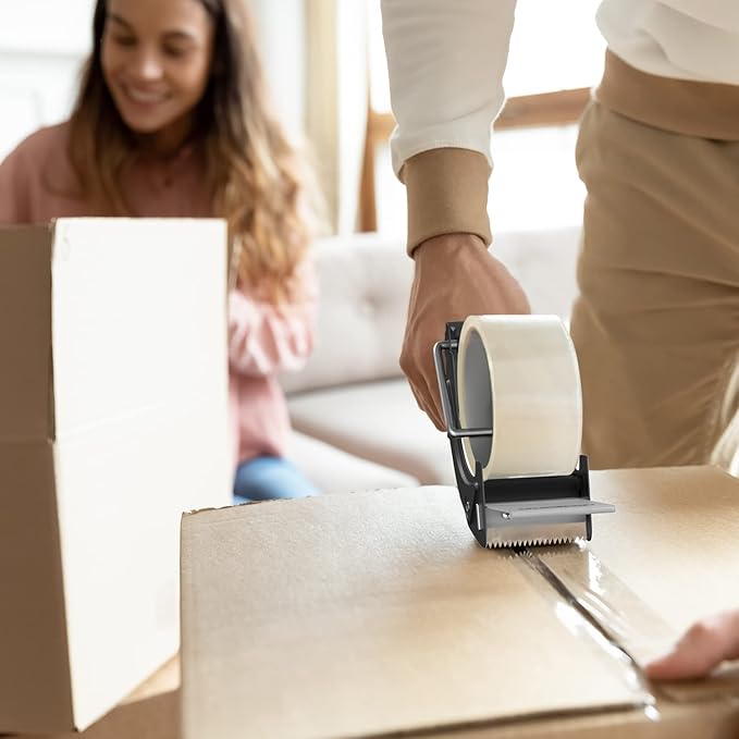 Rapid-Replace Packing Tape Dispenser Gun with Extra Blade, 2IN(50mm) Lightweight Ergonomic Industrial Handheld Heavy Duty Tape Cutter for Carton, Packaging and Box Sealing, Black