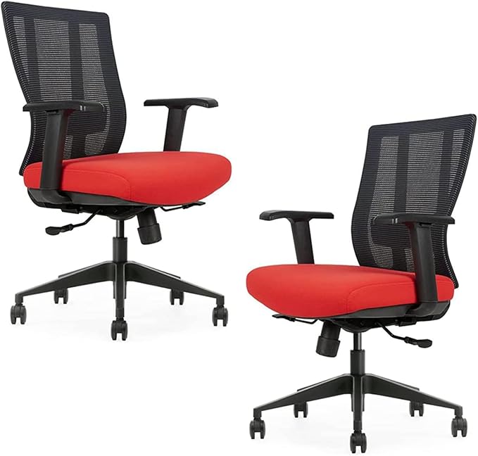Ergonomic Office Chair - Breathable MESH - Back Adjustable Lumbar Support with 3-D ARMRESTS TILT Function and 360-DEGREE Swivel Wheels Comfortable Wide SEAT - Home Office Chair (Tangerine) Pack of 2