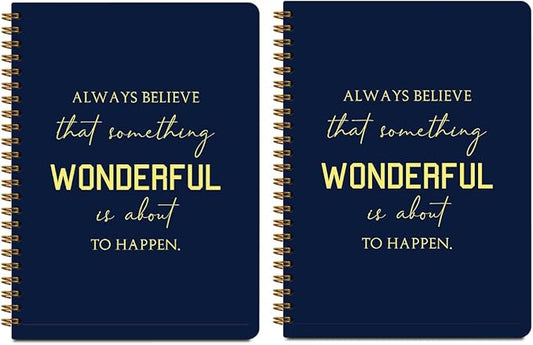 2Pcs Spiral Notebook, Eccolo Journal Notebook, 160 Pages Hardcover Notebooks Journals for Writing Travel Business Office, Christian Aesthetic Notebooks for Women Inspirational Gifts