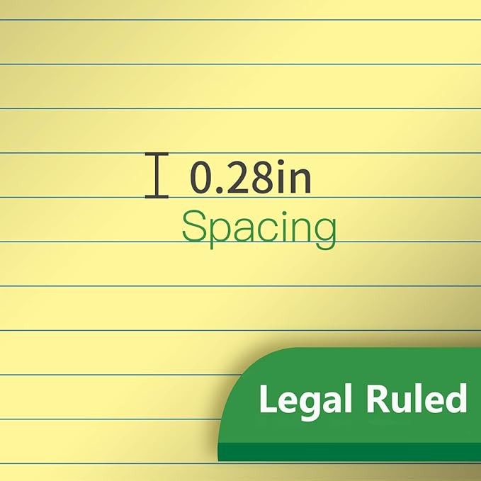 KAISA Thick Legal Pad Small Writing Pads, 5“x8” Legal Pad Narrow Ruled With Rigid Chipboard Back Support, 50sheets Perforated 20lb Recycled Paper Pads, Canary 12pad, KSU-6948