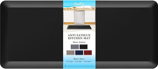 StepRite 4/5 Inch Thick Kitchen Mat Anti Fatigue Mat Kitchen Rugs Kitchen Decor Non-Slip, Stain Resistant, Waterproof Kitchen Mats Desk Mat for Kitchen, Office, Workshop, Black, 17'' x 39''