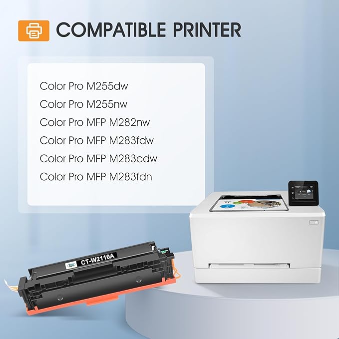 206A Toner Cartridges 4 Pack M283cdw M255dw Set Compatible Replacement for HP 206A 206X Color Laserjet Pro MFP M283fdw M283 M255 Printer High Yield Ink (with Chip) (Black Cyan Yellow Magenta)