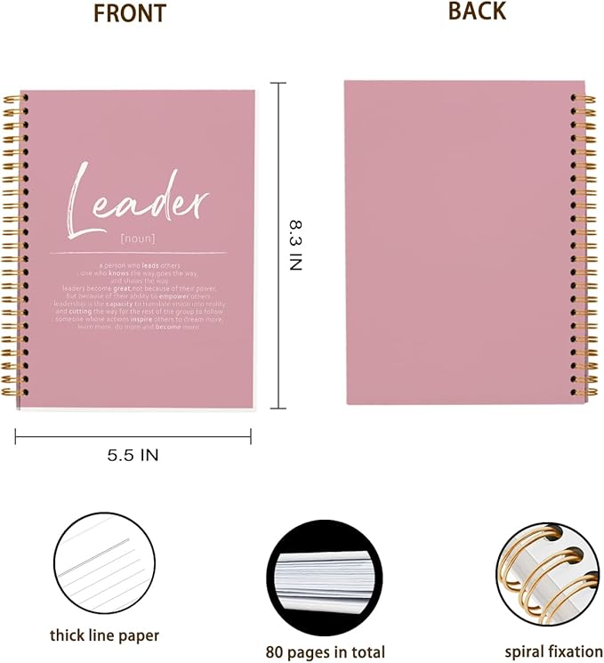 OXW Pink Meeting Notebooks for Work, Leadership Gifts Office Work Notebook Journal for Writing Note Taking, Thank You Appreciation Gifts for Women Men Leader Mentor Boss Manager Principal, 5.5"x8.3"