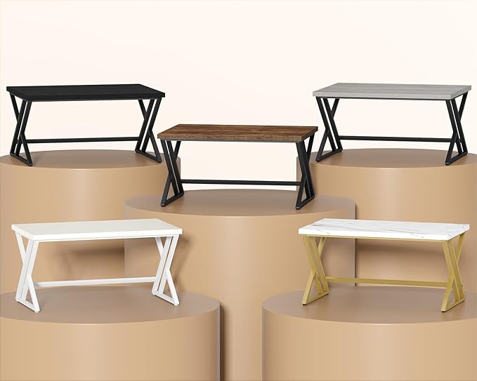 LVB Rustic Computer Desk, Metal Wood Home Office Desk, Industrial Simple Study Executive Desk for Writing Work, Wooden Student Gaming Computer PC Table with Storage for Bedroom, 55 Inch, Rustic Brown