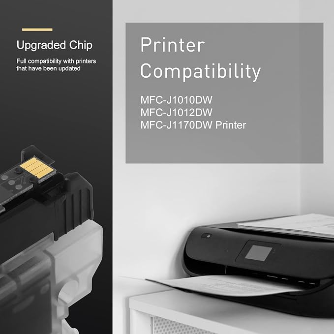 LC401XL Compatible Ink Cartridges Replacement for Brother LC401 Ink Cartridges to Use with Brother MFC-J1010DW MFC-J1012DW MFC-J1170DW Printer(Black, Cyan, Magenta Yellow)