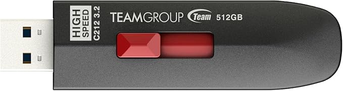 TEAMGROUP C212 Extreme Speed 512GB 1000/800MB/s USB 3.2 Gen 2 Easy Push-and-Pul Flash Thumb Drive External Data Storage Memory Stick Compatible with Computer/Laptop/PS4 PS5 TC2123512GB01
