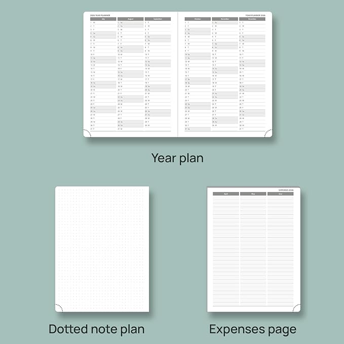 POPRUN Planner 2025-2026, (Medium 6.5'' x 8.5'' Hard Cover) Academic Calendar (July 25-June 26) Daily Weekly and Monthly Appointment Book with Hourly Time Slots, Monthly Tabs, 100 GSM - Light Pink