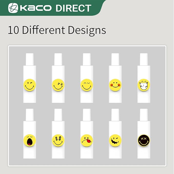 Kaco Cute Gel Pens, 10 Pieces Set Black Ink 0.5 mm Fine Point, Retractable Quick Drying Aesthetic Cute Pens (10 Style Set)