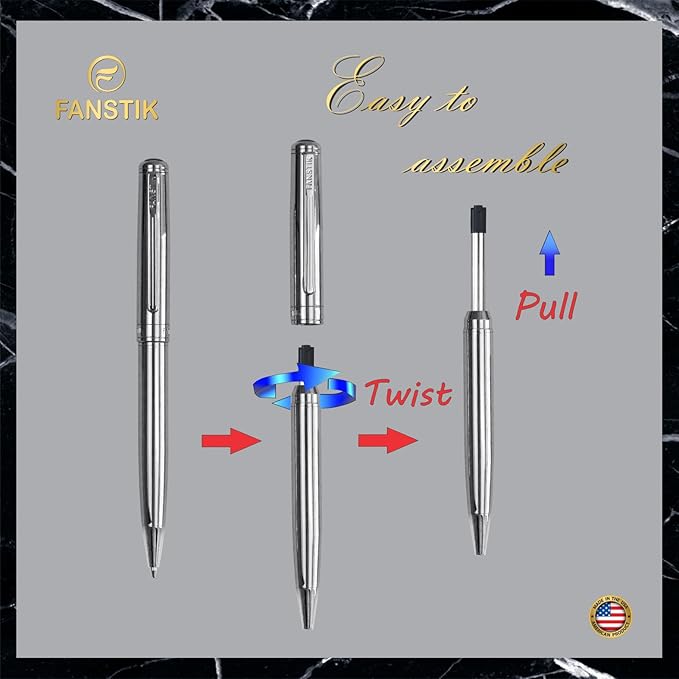 Silver Luxury ballpoint Pen (Made In USA) fancy gift set for women, Chrome Finish, Professional executive pen gift set for men (Lux BallPoint Silver)