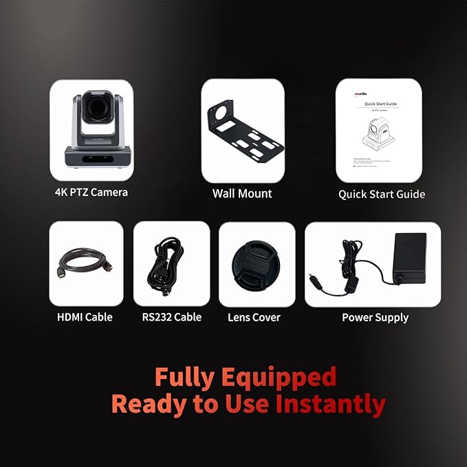 4K NDI|HX3(Certified) PTZ Camera PoE, 25X Optical Zoom, Simultaneous HDMI & SDI outputs, RTSP/RTMP(s)/SRT, Standalone IP Live Streaming to Youtube, Twitch for Meeting, Church, Event, Teaching