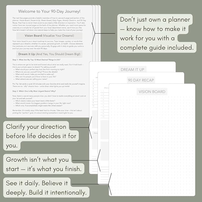 Pland Studio 90-Day Productivity Planner β Forest Sage Hardcover | Undated Daily Journal with Habit Tracker, Vision Board, and Focused Goal Setting for Entrepreneurs, Creatives & Busy Professionals