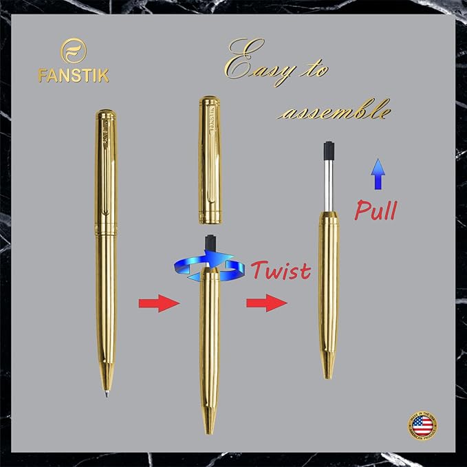 Gold Luxury ballpoint Pen (Made In USA) fancy gift set for women, Real 24K Gold Plating, Professional executive pen gift set for men (Lux BallPoint Gld)