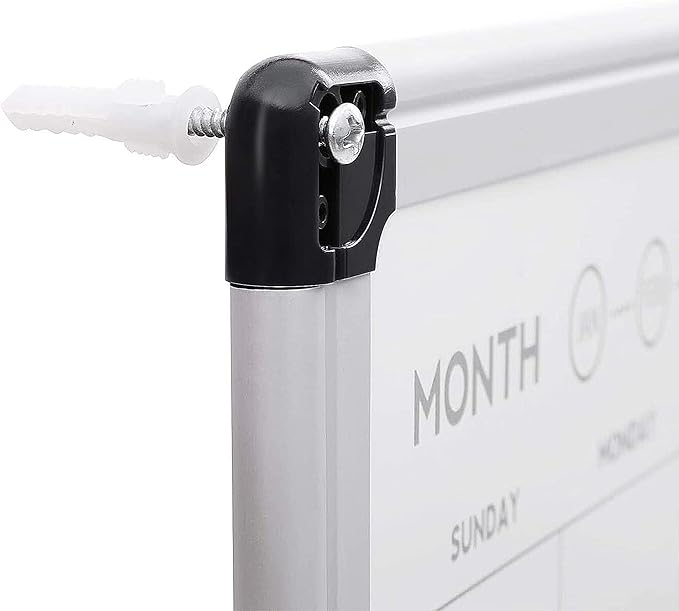 Amazon Basics 24" x 36" Monthly Whiteboard Calendar with Cork Board, Wall Mounted, Easy to Install, Silver Aluminum Frame