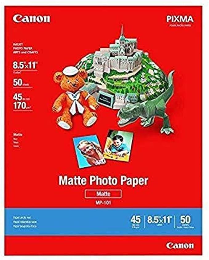 Canon Ink and Photo Paper Bundle - PG-243/ CL-244 Ink Multi pack for TR4520, MX492, MG2520, MG2922, TS302 and TS202 Printers + Canon 7981A004 Photo Paper Plus Matte 8-1/2 x 11 50 Sheets