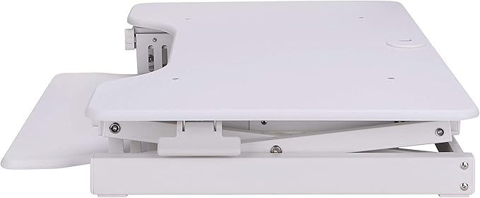 Rocelco 32" Height Adjustable Standing Desk Converter - Sit Stand Computer Workstation Riser - Dual Monitor Retractable Keyboard Tray Gas Spring Assist - Black (R EADRW)