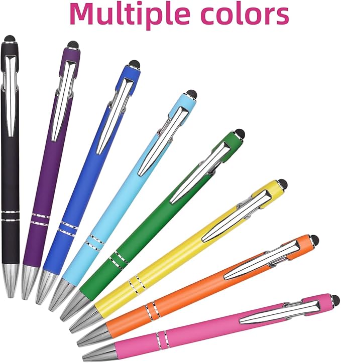 Ballpoint Pen Metal Soft Stylus Pen for Touch Screens,Retractable Tactile Turn Pen,Bulk Pens for Gifts Office Essentials,Medium Point,Black Ink (5 Pink)