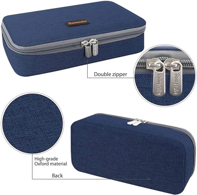 Homecube Capacious Pencil Case Pen Box Makeup Bag Pouch Pencils Holder Large Storage Stationery Box with Zipper School Supplies for College and Office - Navy Blue