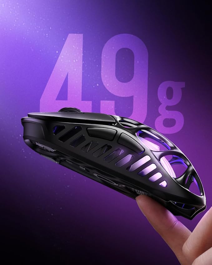 GravaStar Mercury X Wireless Gaming Mouse β 32,000 DPI PAW 3950 Sensor, 1000Hz Polling Rate, Only 49g, Magnesium Alloy Hollow Frame, RGB Lighting, 5 Programmable Buttons