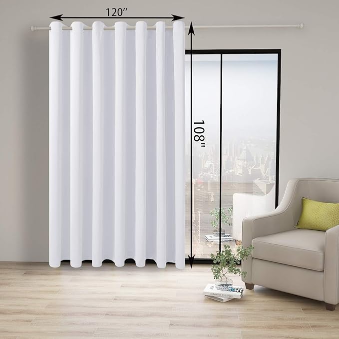 BONZER Extra Wide Room Divider Curtain Screen Partitions Total Privacy Wall Blackout Curtains for Home Theatre, Storage, 108L x 120W Inch (9L x 10W ft), 1 Panel, Greyish White