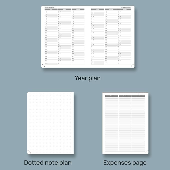 POPRUN 2026 Planner (Medium Size 8.5''x 6.5'' Hardcover) - Daily Weekly and Monthly Calendar Agenda 2026 Appointment Book with Hourly Time Slots, Monthly Tabs, 100 GSM - Violet