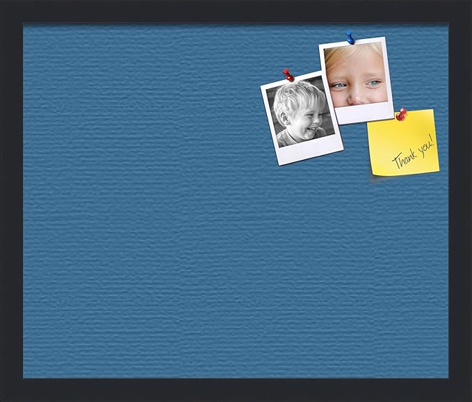 PinPix 18x15 Inch Cork Bulletin Board. This Decorative Framed Pin Board Comes with Navy Pastel Design and a Satin Black Frame. Ideal for Home Office Decor or Message Board (PinPix-1811)