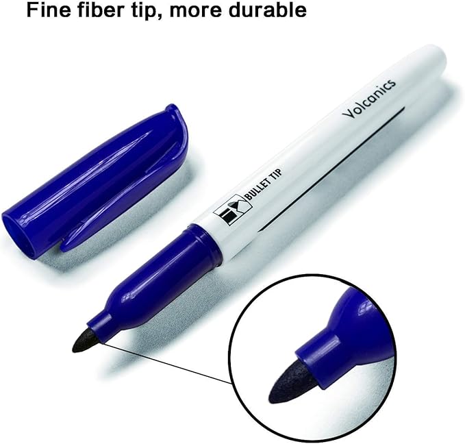 Volcanics Blue Dry Erase Markers Low Odor Fine Whiteboard Markers Thin Box of 12