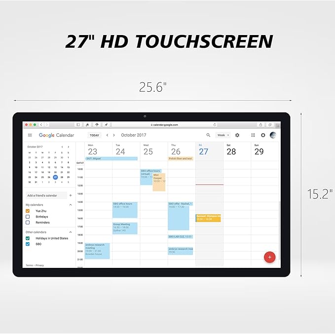 27 inches Touchscreen Digital Calendar & Wall Planners,Downloadable APP, Smart Whiteboard Calendar for Chore Chart & Work Schedule, Built in Speakers and Camera, Include Wall Mount & Desk Stand