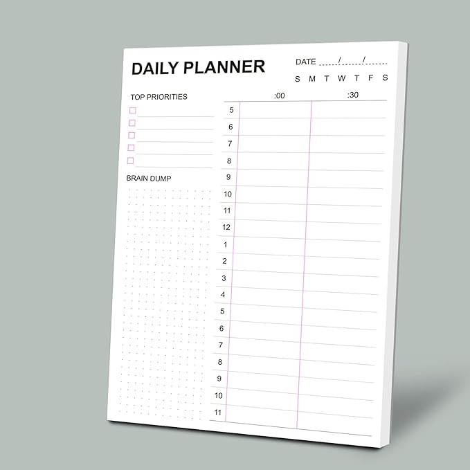 Tiankool To Do List Notepad - Daily To Do List with Priorities, Hourly Scheduler and Notes - Daily Planner Notepad for Work, Study, Appointments, 60 Tear Off Sheets Planning Pad, 7x10 Inch