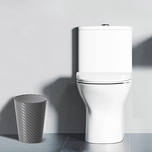 Bathroom Trash Can, 3 Pack 1.8 Gallons Small Trash Can with Trash Bags, Bathroom Garbage Can, Plastic Trash Bin, Round Waste Basket for Bath,Bedroom, Office, Kitchen, Room, Compact Space (Grey)
