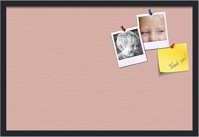 PinPix 30x20 Inch Cork Bulletin Board. This Decorative Framed Pin Board Comes with Pink Pastel Design and a Satin Black Frame. Ideal for Home Office Decor or Message Board (PinPix-1813)